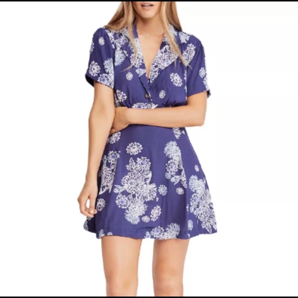 Free People’s Blue Hawaii mini dress blue combo